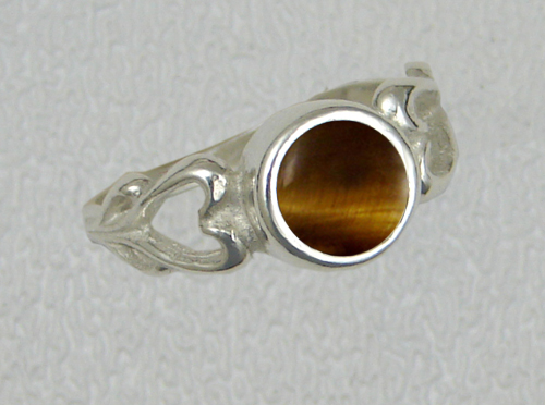 Sterling Silver When Two Hearts Are One Ring With Tiger Eye Size 7